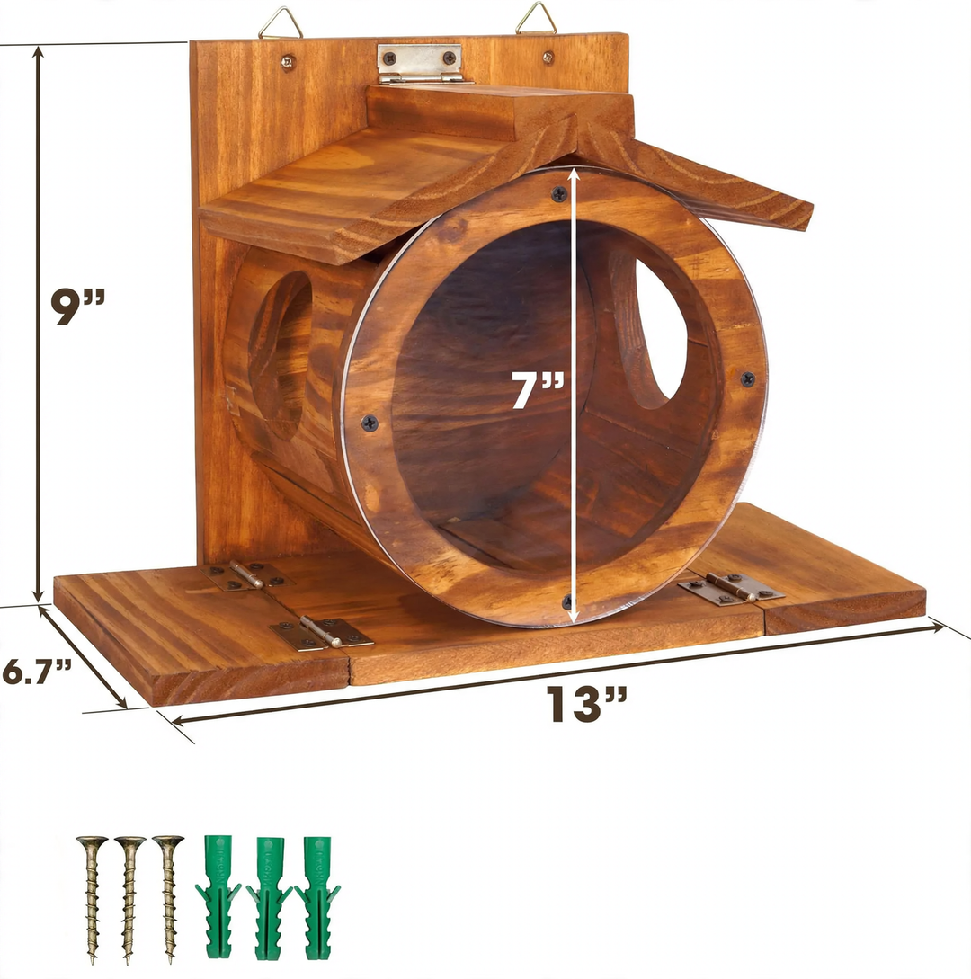 Wooden Wall Feeder Station for Squirrels