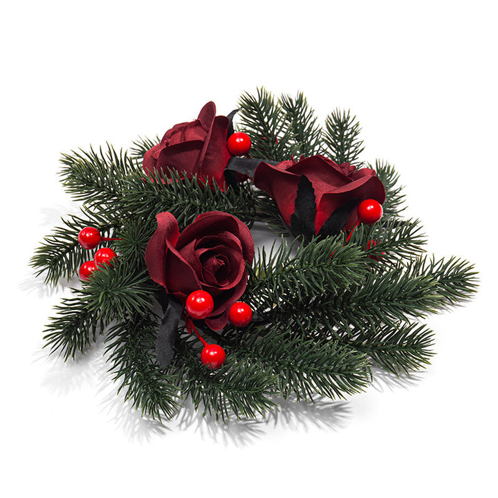 Christmas Candle Wreath with Berry Decor