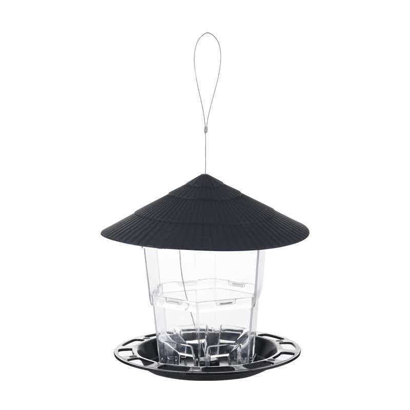 Hanging bird feeder for outdoor use
