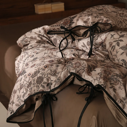 Long Staple Cotton Bedding, 4-piece, Floral Pattern
