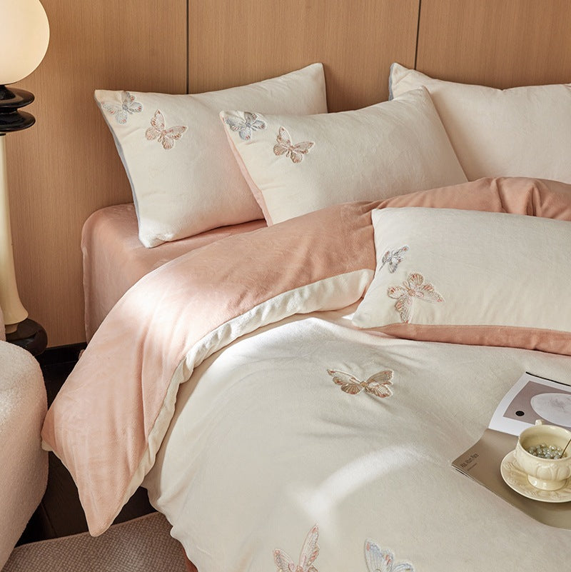 French, warm plush bedding set, 4-piece