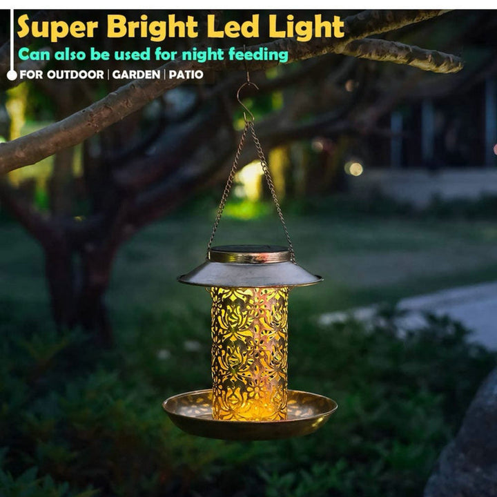 Solar-Bird-Feeding Station with LED Lighting