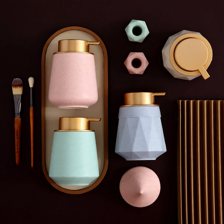 Ceramic soap dispenser with pump