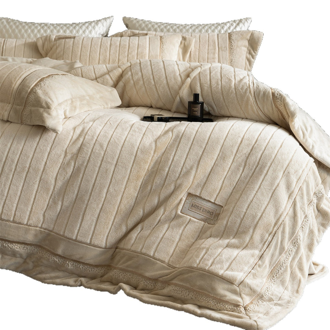 Luxurious milk fiber fleece bedding set, extra thick