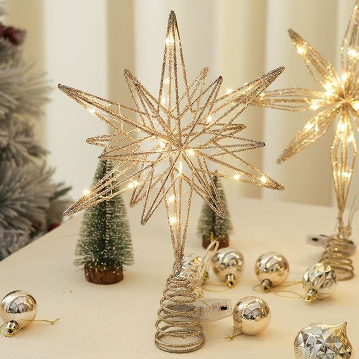 Illuminated Christmas tree topper star made of iron