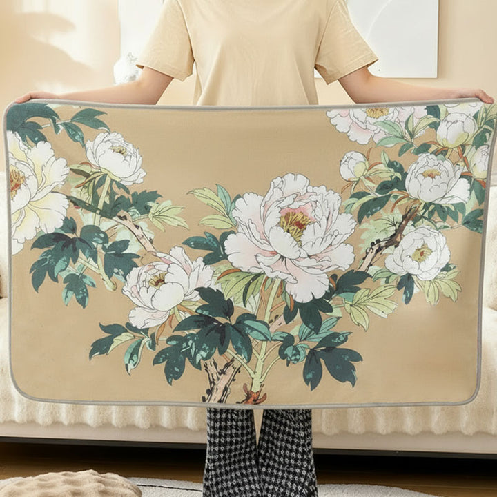 Crystal silk blanket with floral pattern, double-layered
