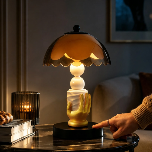 Gold-plated hand table lamp made of ABS