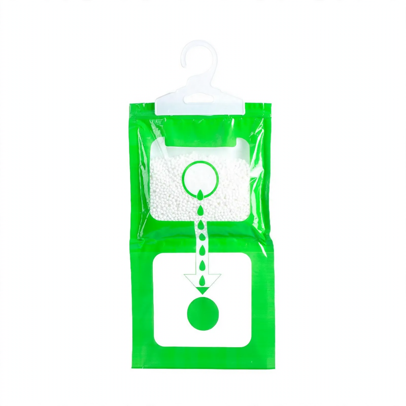 Hanging dehumidification bag with calcium chloride