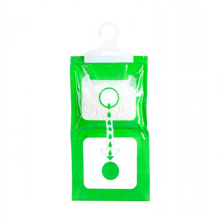 Hanging dehumidification bag with calcium chloride