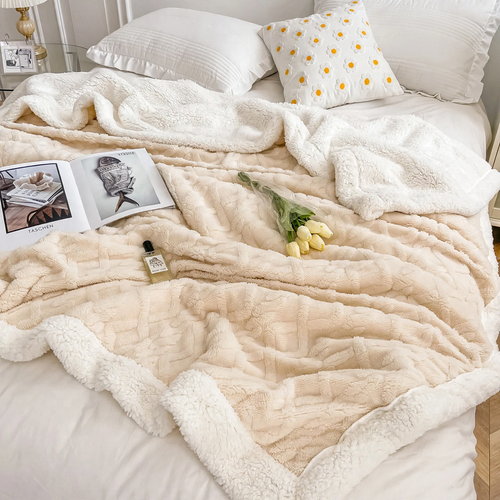 Sherpa-Fleece-Wool blanket, double layer, extra warm