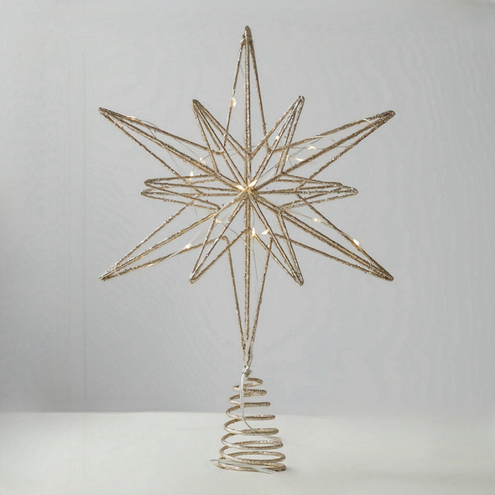 Illuminated Christmas tree star made of iron, 25x33 cm