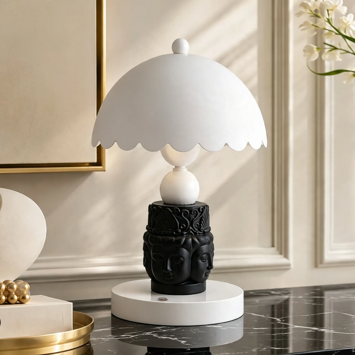 Faceted Buddha Table Lamp, Black-White
