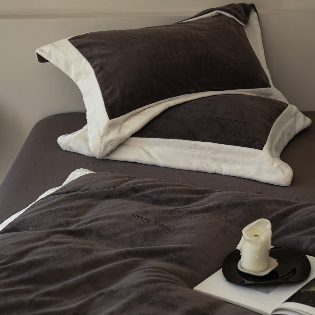 Milk fiber bedding set, fleece, winter, solid color