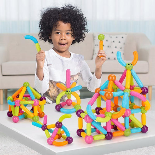 Magnetic construction set with balls and rods | Bowlift