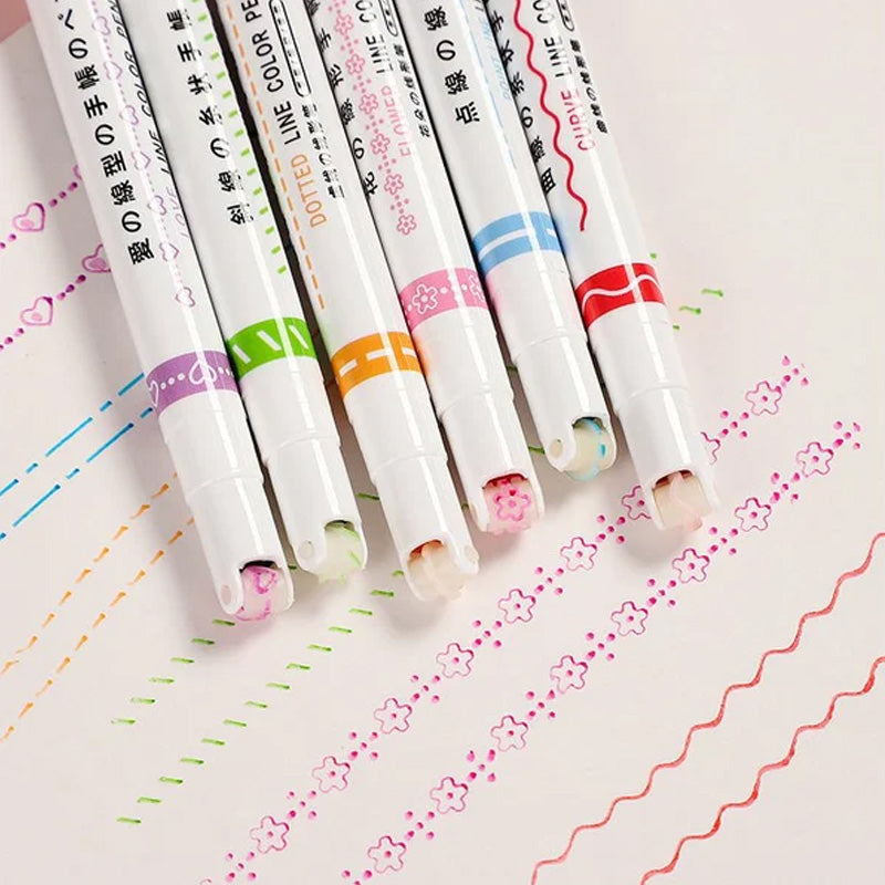BowLift | BEST GIFTS FOR CHILDREN - Dual Tip Markers with 6 different curve shapes fine tips