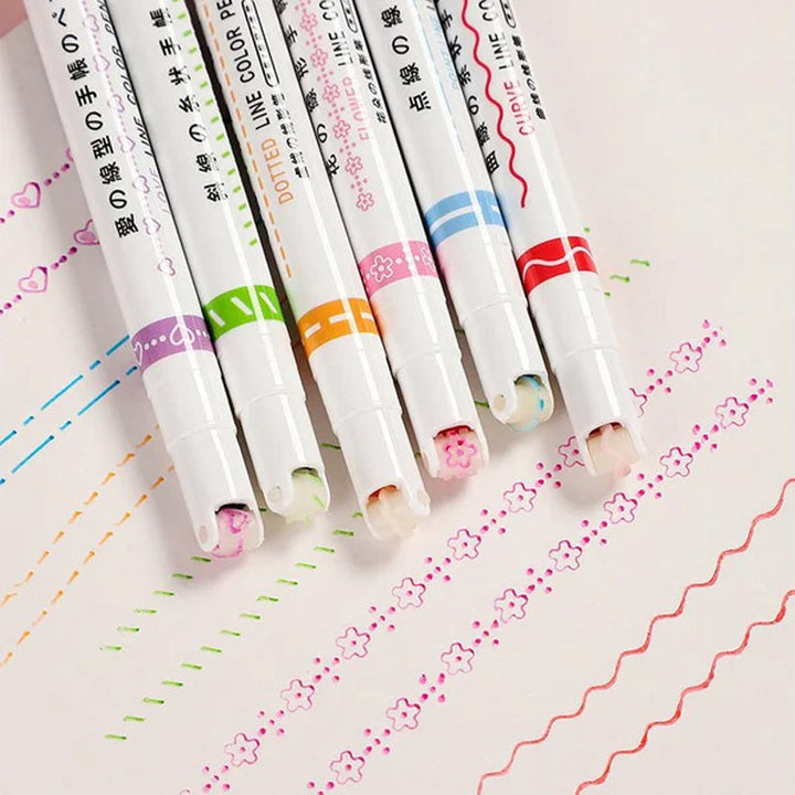 BowLift | BEST GIFTS FOR CHILDREN - Dual Tip Markers with 6 different curve shapes fine tips
