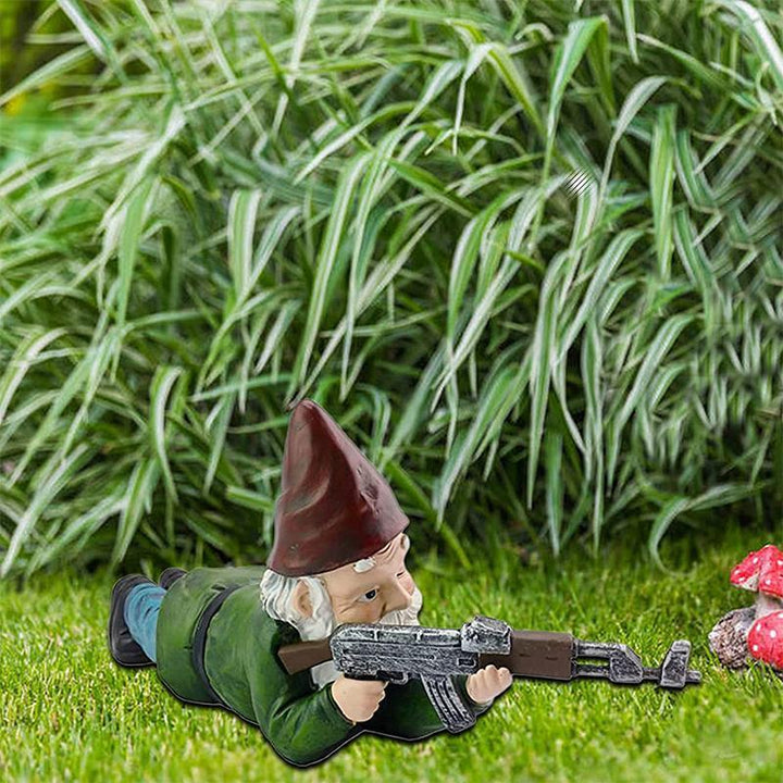 Military Garden Gnome With Camouflage Uniform | Bowlift