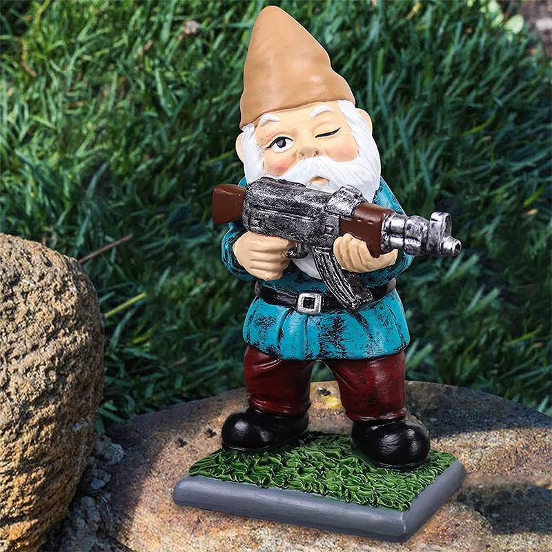 Military Garden Gnome With Camouflage Uniform | Bowlift