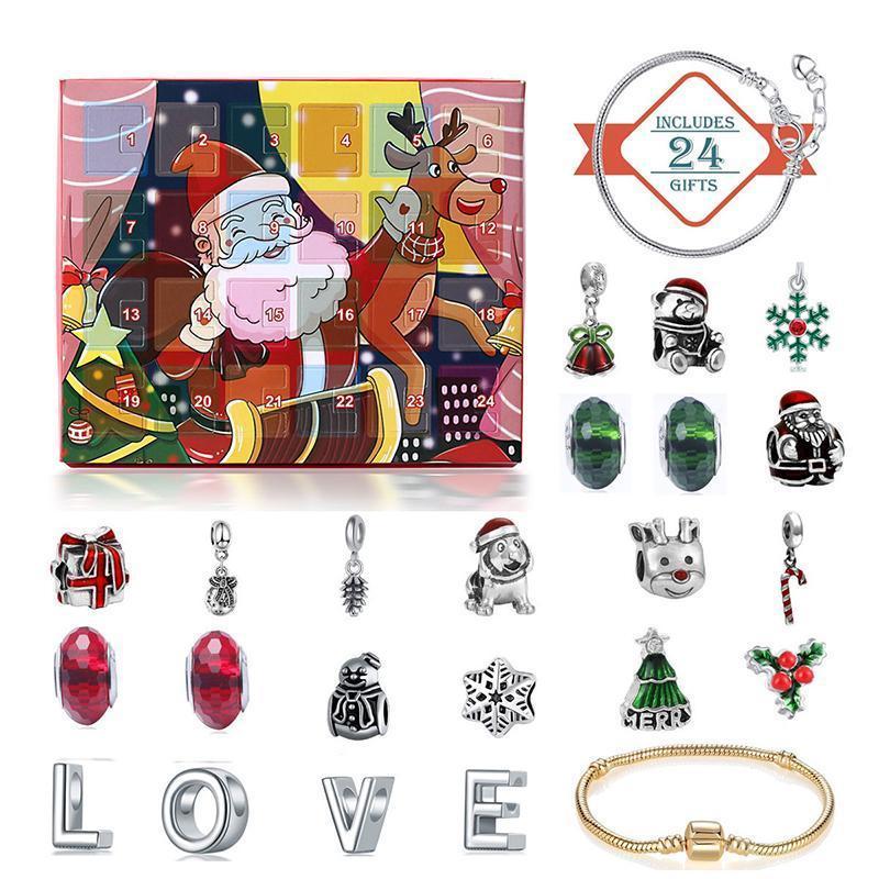 Advent calendar 24 days craft beads blind box Christmas gift bracelet | Bowlift
