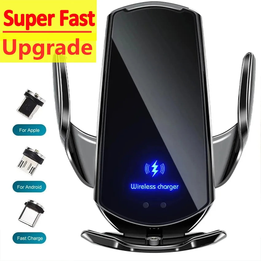 BowLift | 2-in-1 Wireless Car Charger & Phone Holder Automatic Clamping - Fast Charging Secure Universal Compatibility Adjustable & Practical