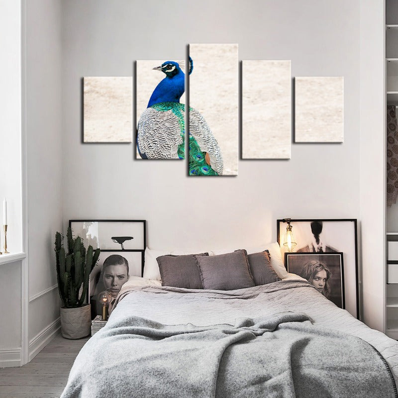 5 Piece Skirted Elegant Peacock - Canvas Wall Art Painting | Bowlift