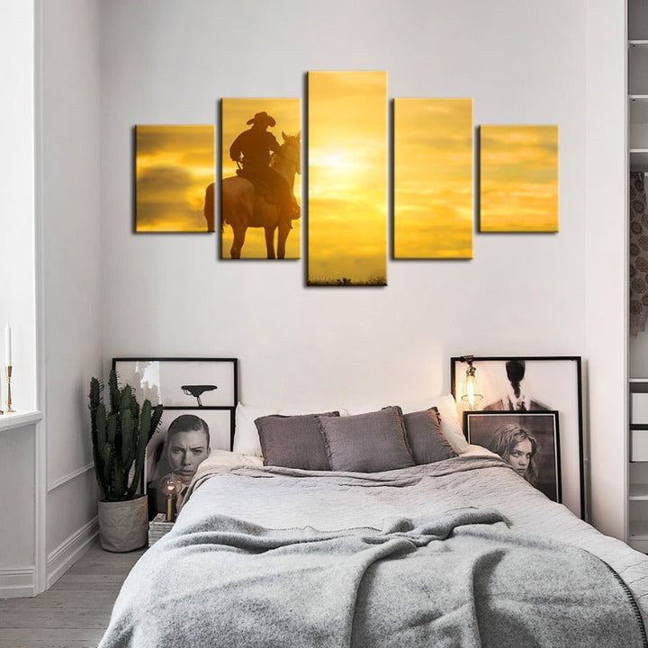 5 Piece A Cowboy And His Steed - Canvas Wall Art Painting | Bowlift