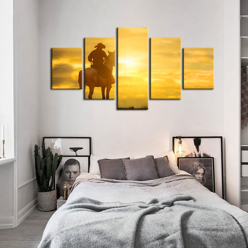5 Piece A Cowboy And His Steed - Canvas Wall Art Painting | Bowlift