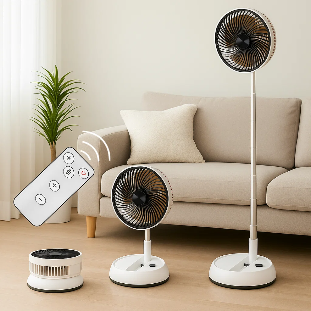 Quiet Portable Cooling – Lightweight Foldable Design – Remote-Control Home & Outdoor Use Bowlift
