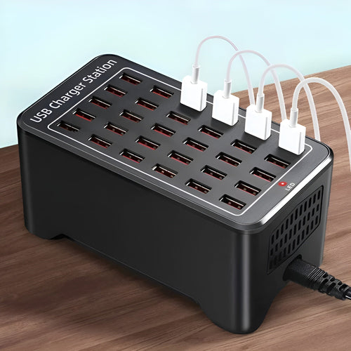 BowLift | Voltura Multi-USB Charging Station | 30 Ports | Fast Charging & Surge Protection | Compact & Durable