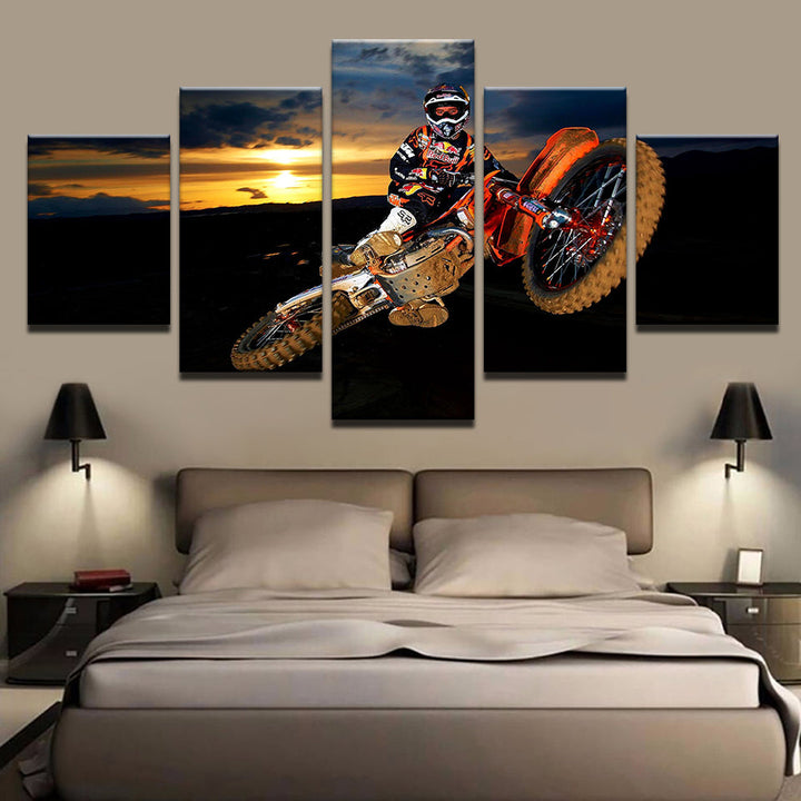 Motorbike Soaring 5 Piece - Canvas Wall Art Painting | Bowlift