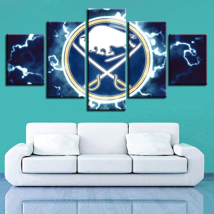 Electric Buffalo Sabers 5 Piece - Canvas Wall Art Painting | Bowlift