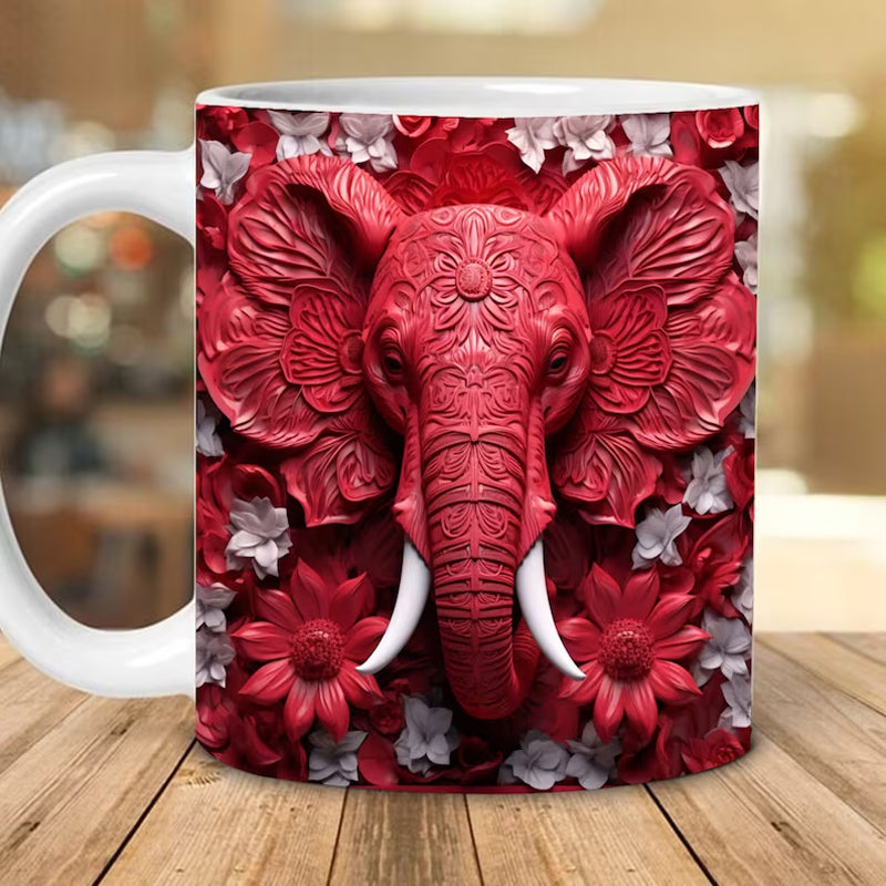 3D Elephant Flowers Mug | Bowlift