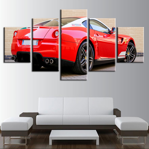 5 Piece Back Close Up Red Classic Car - Canvas Wall Art Painting | Bowlift