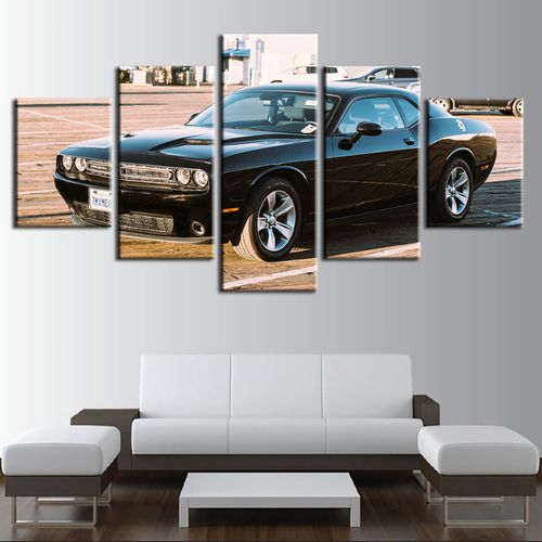 5 Piece Vintage Black Metallic Car - Canvas Wall Art Painting | Bowlift