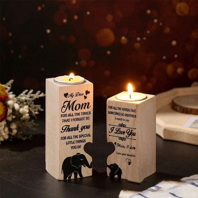 Smile A Lot More - Wooden Candle Holder with Candle Gift for Your Loved Ones | Bowlift