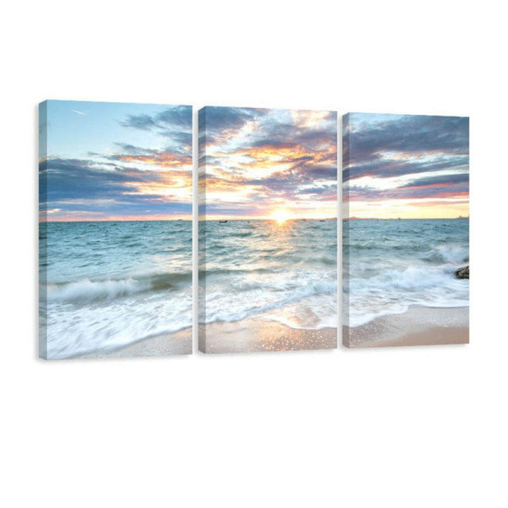 3Pcs Sunrise Beach Landscape Posters Canvas | Bowlift