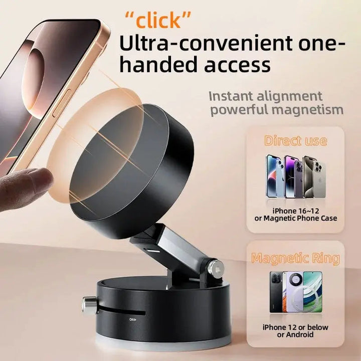 BowLift | Foldable Magnetic Phone Holder with Strong Vacuum Adhesion