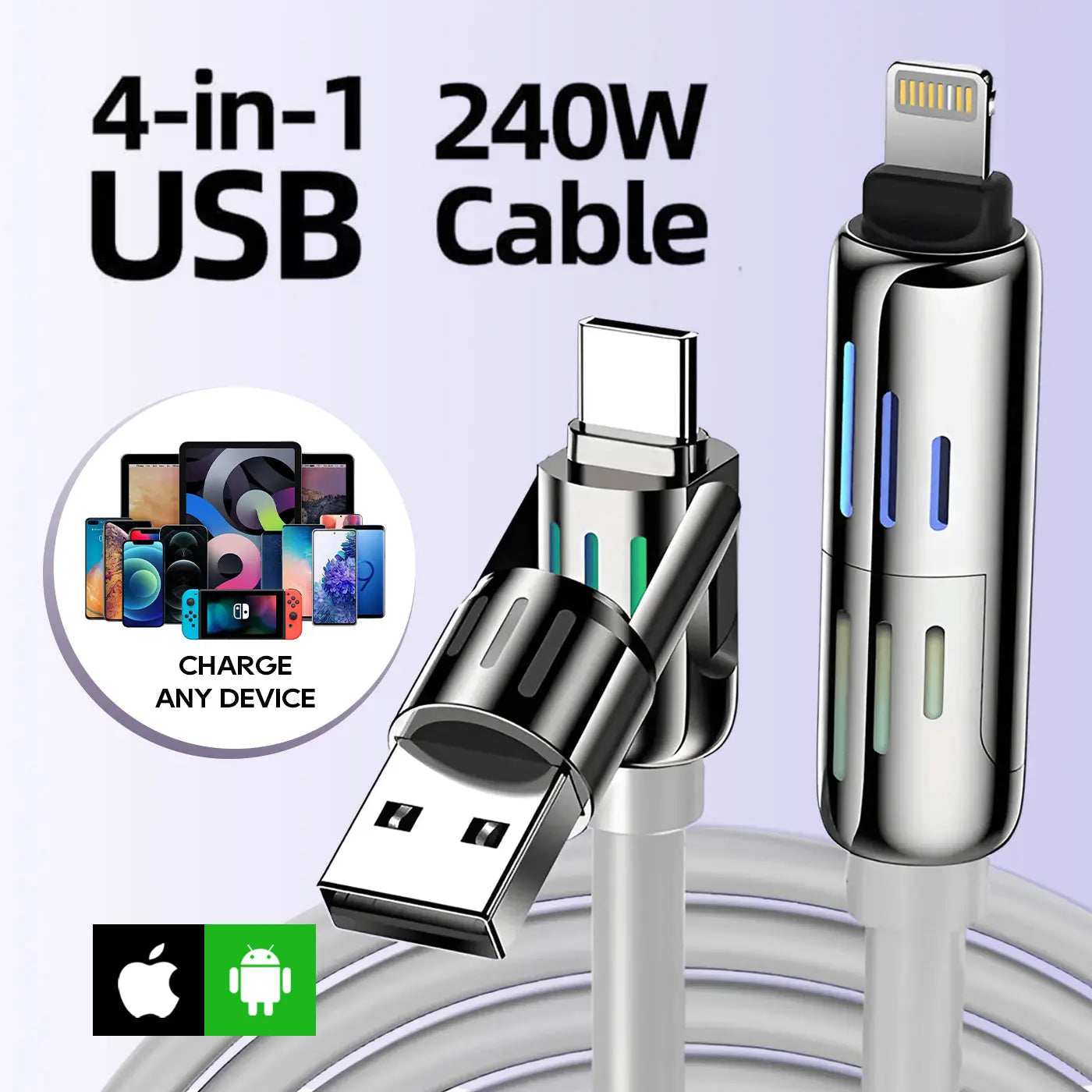 BowLift | Fast 4-in-1 USB Cable – Universal & Durable