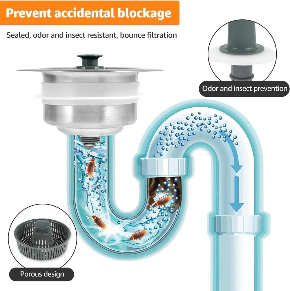 BowLift | Sink Drain Strainer – Anti-Blocking & Odor PRedection with Push Button