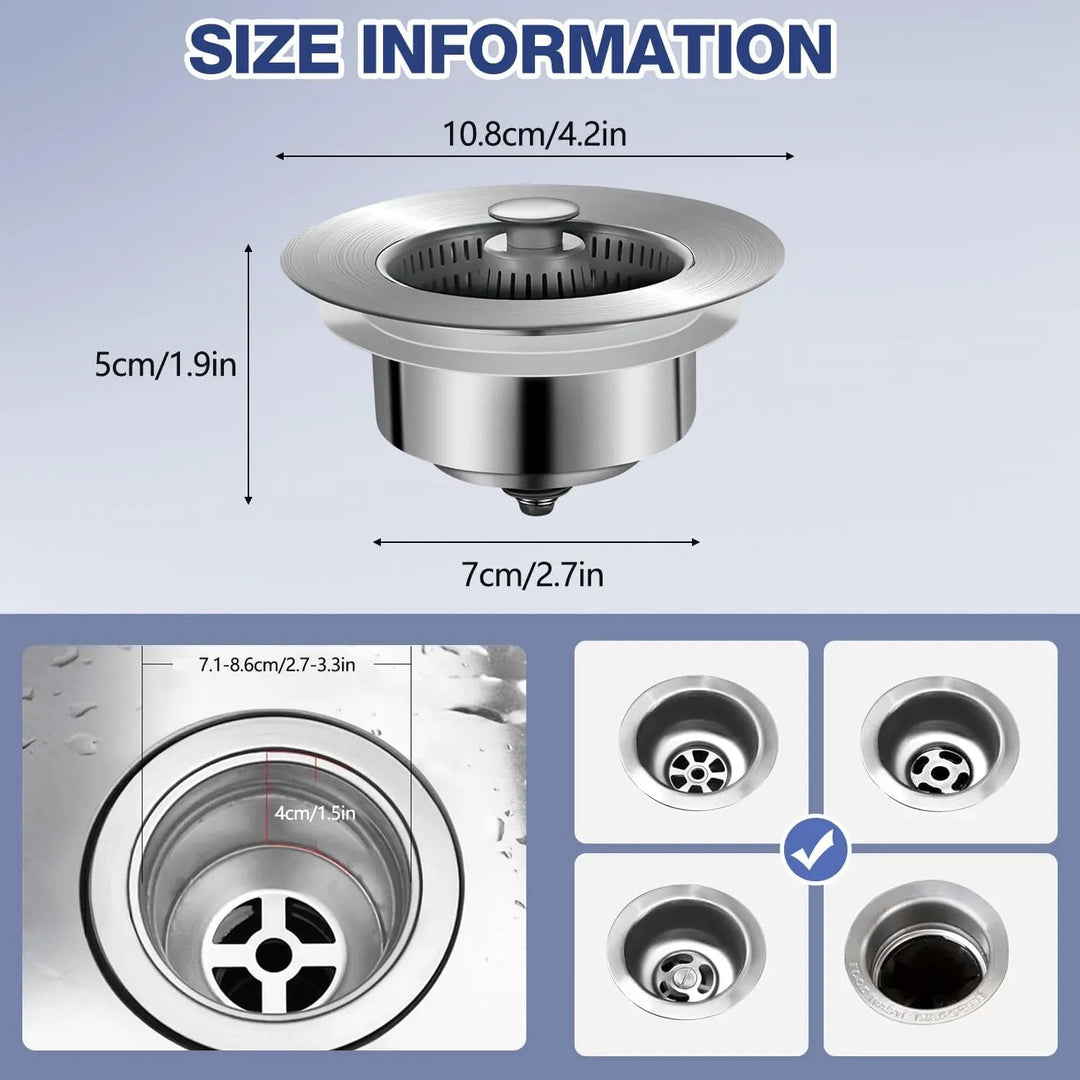 BowLift | Sink Drain Strainer – Anti-Blocking & Odor PRedection with Push Button