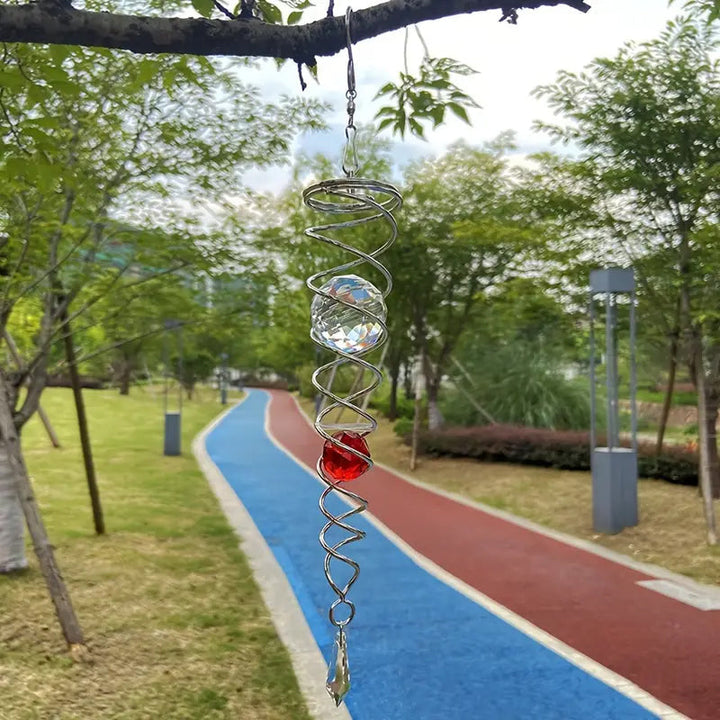 Wind Chimes Decor Crystal Gazing Ball Spiral Tail Wind Spinner Stabilizer | Bowlift