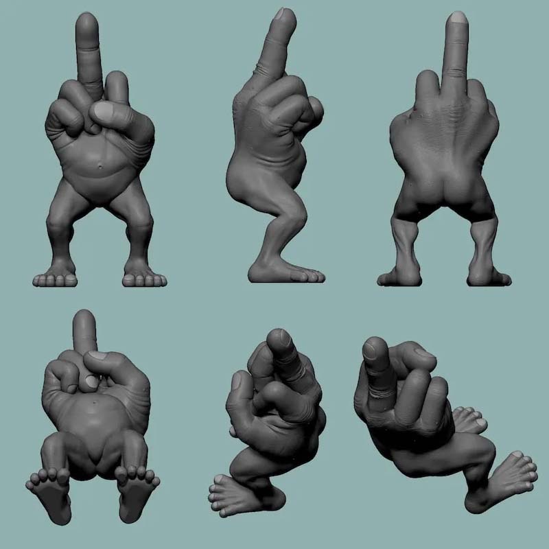 BowLift | Middle finger figure with legs