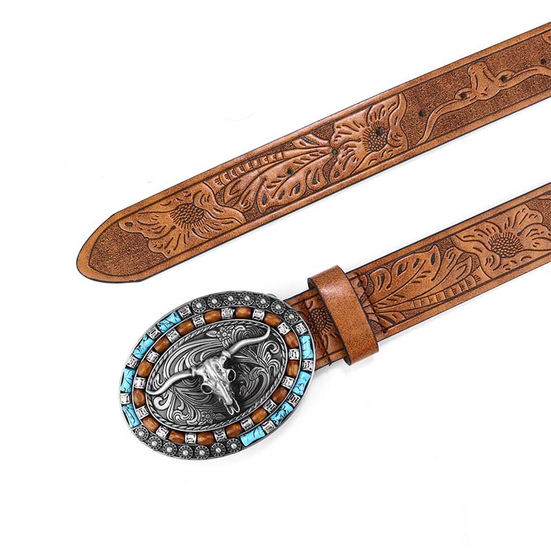 BowLift | Retro Punk Embossed Western Denim Belt