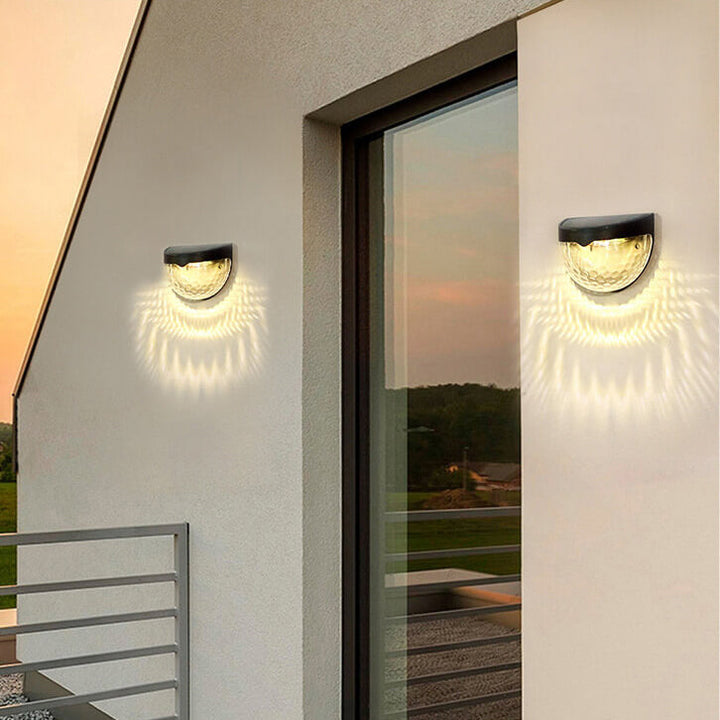Solar Semi Circle Outdoor Waterproof Light Shadow Fence Wall Sconce Lamp | Bowlift