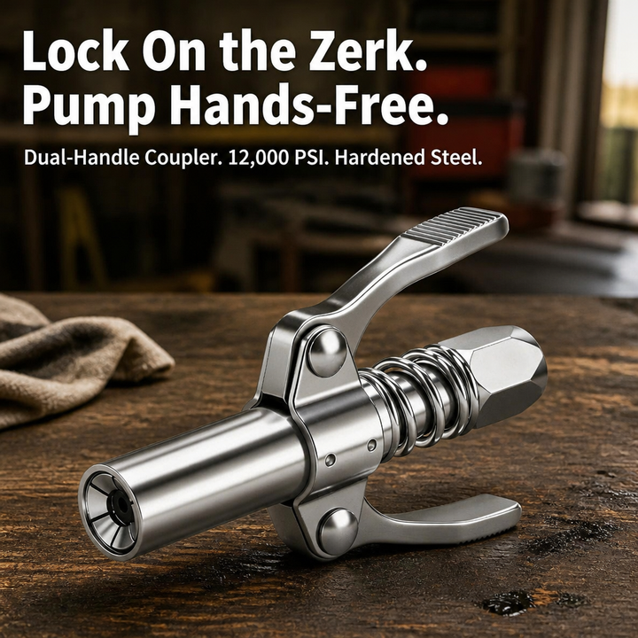 IronGrip Grease Nipple Coupler with Two-Handle Locking | Bowlift