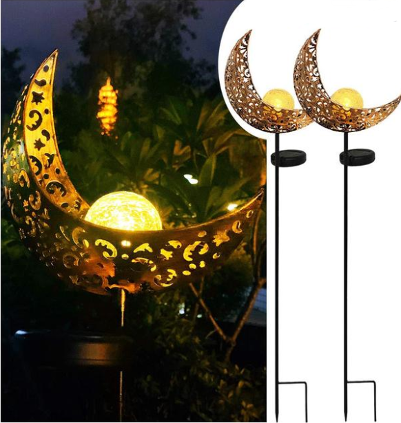 BowLift | Solar Garden Light made of Metal – Waterproof LED Design in Moon, Flame, Sun or Star Shape