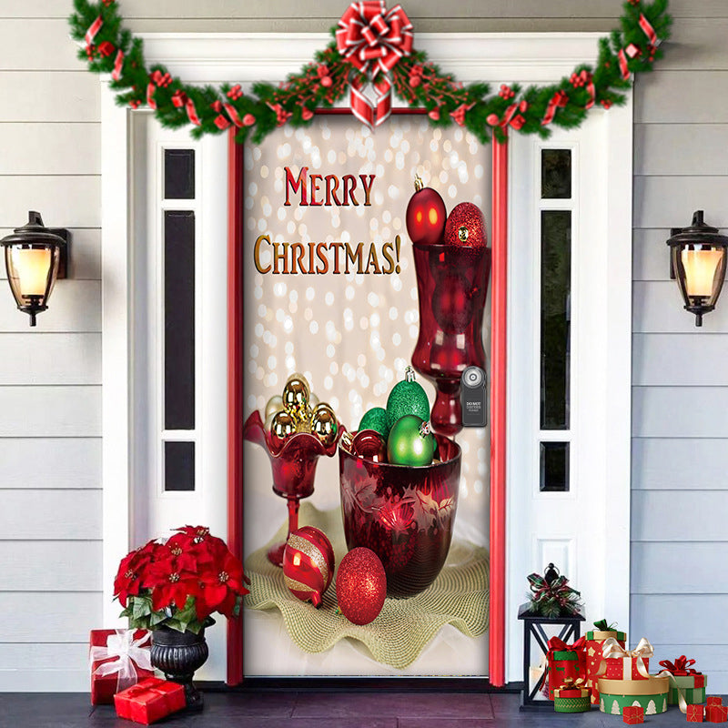 BowLift | Christmas Door Cover | Fabric Front Door Decoration | Washable & Reusable | 91×203cm