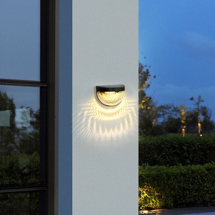 Solar Semi Circle Outdoor Waterproof Light Shadow Fence Wall Sconce Lamp | Bowlift