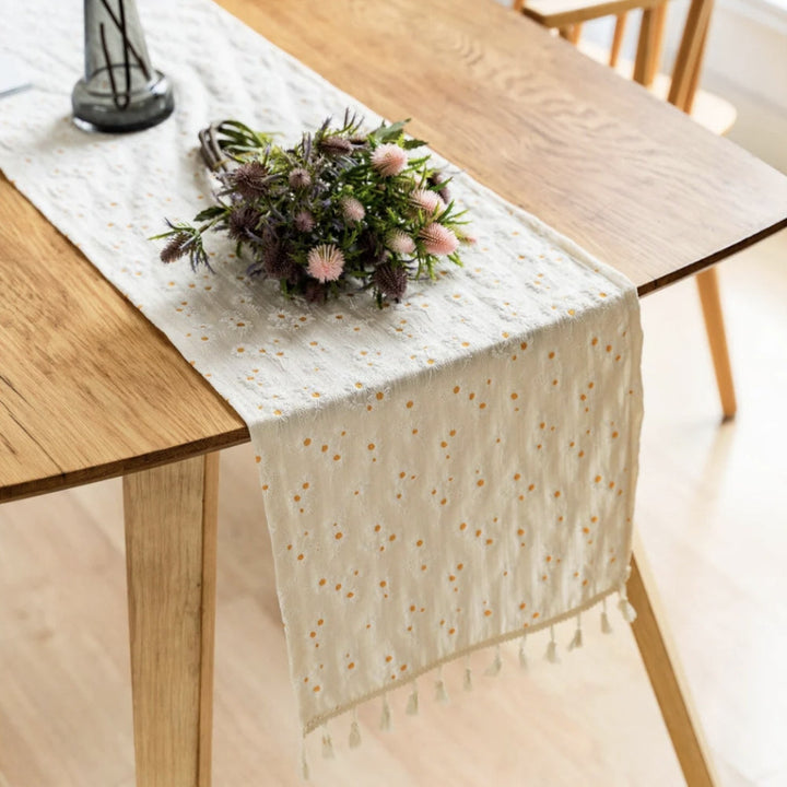 BowLift | Playful Daisy Embroidered Boho Table Runner