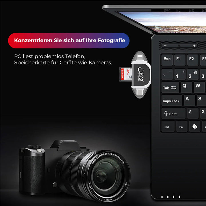 BowLift | 4-in-1 Universal SD TF Card Reader with Multiple Connections